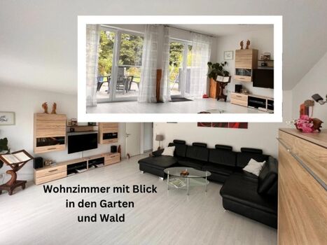 Wohnzimmer mit Gartenblick