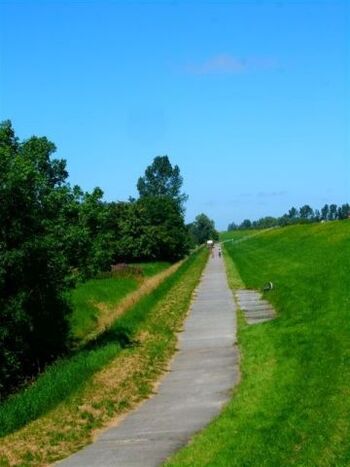 oder am Deich entlang zum Strand 