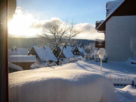 Blick aus dem Wohnzimmer im Winter