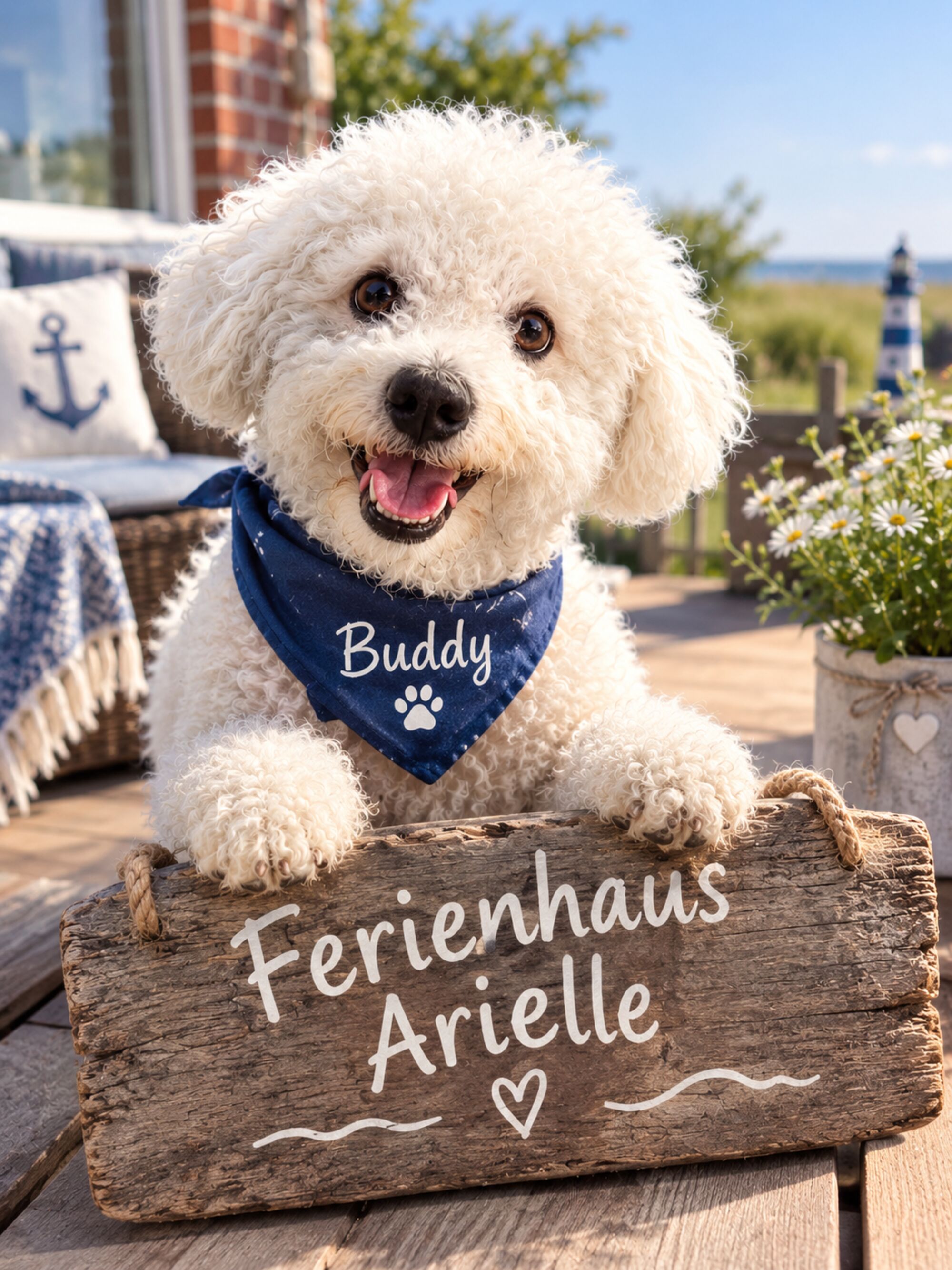 Unser Buddy: immer gern im Ferienhaus Arielle