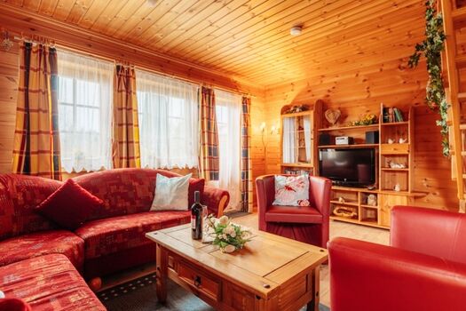 gemütliches Wohnzimmer - das Holz ist naturbelassen