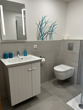 Badzimmer mit Dusche Seemöwe