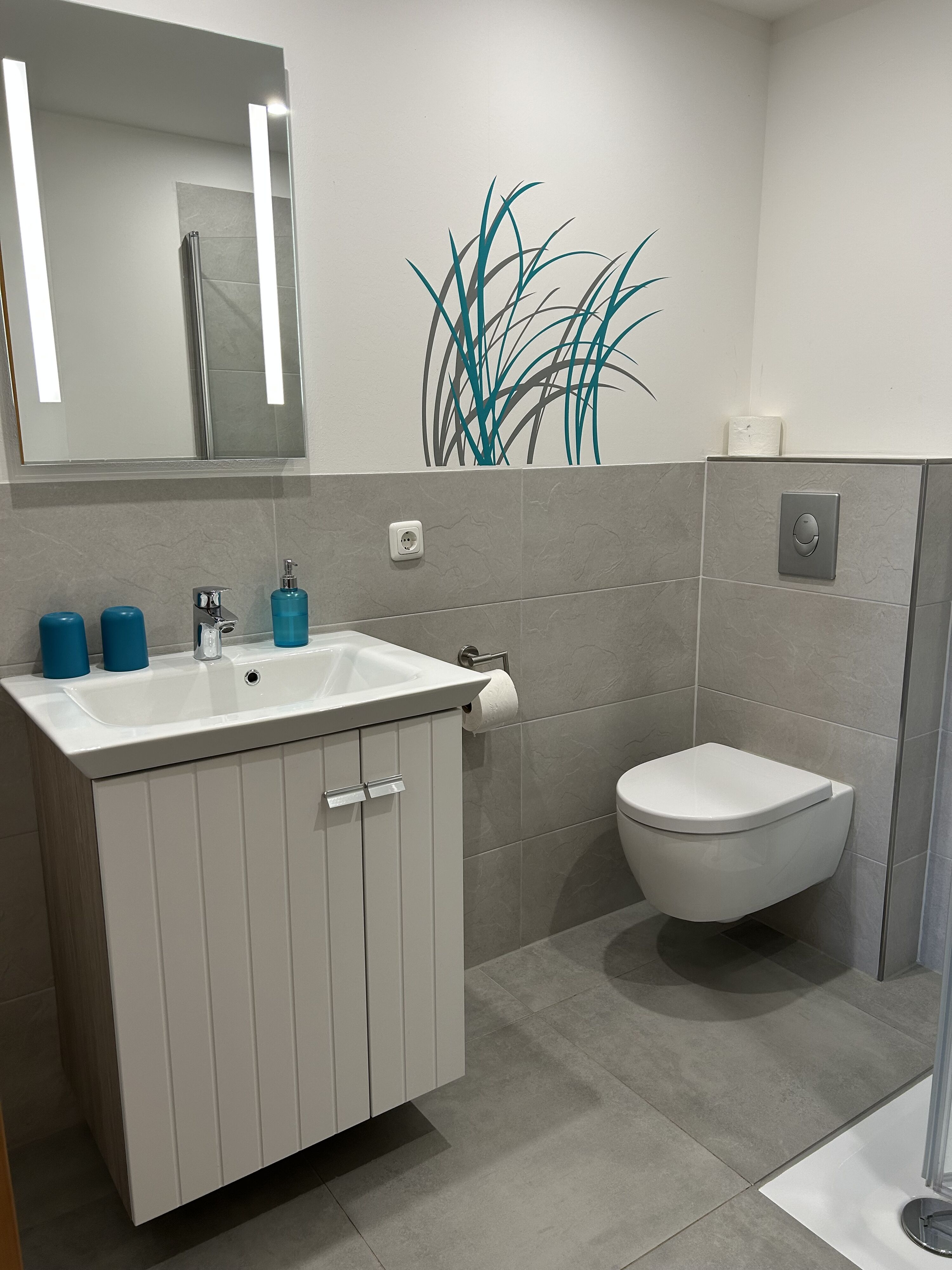 Badzimmer mit Dusche Seemöwe