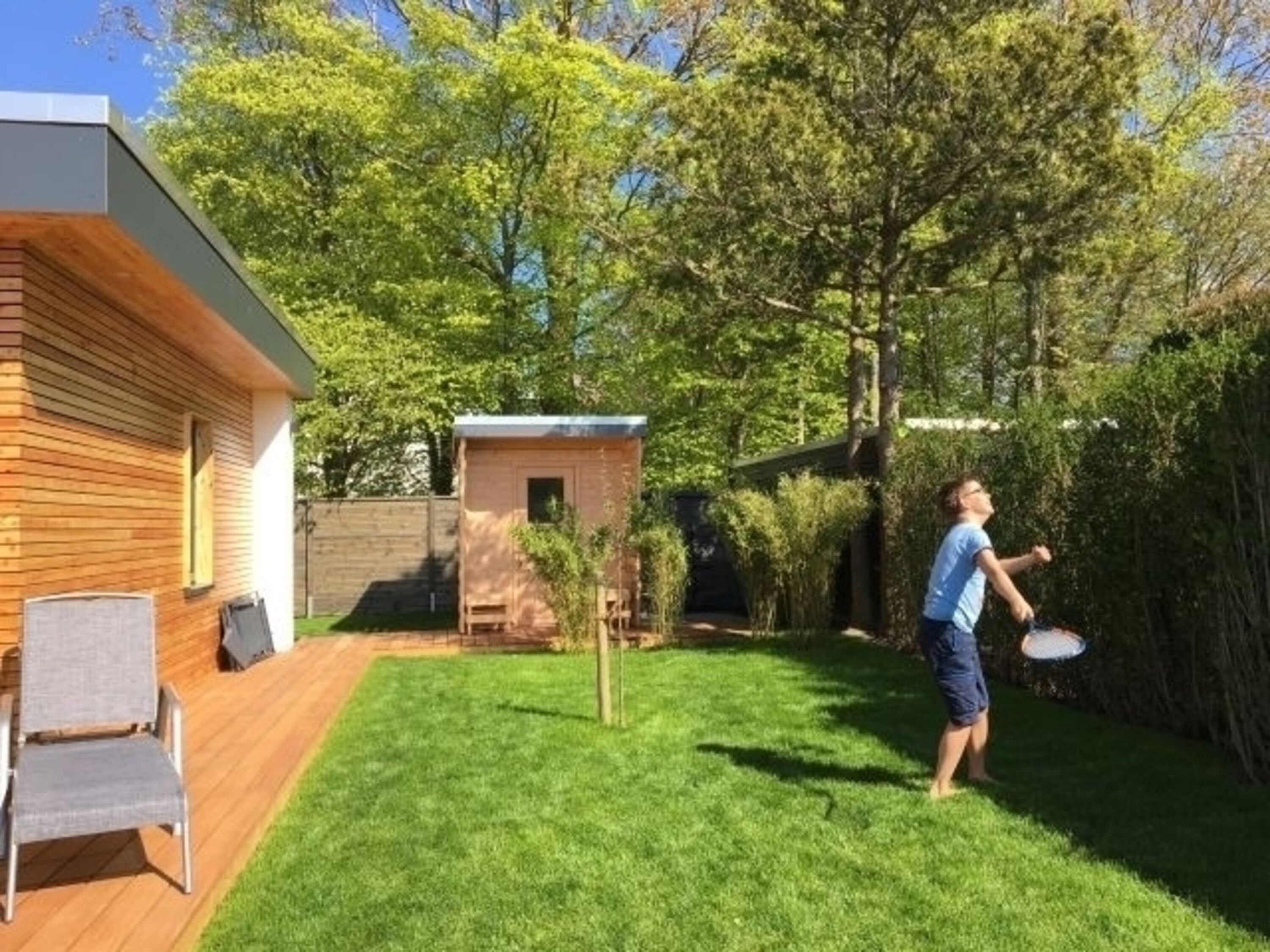 Blick auf die Sauna