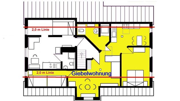 Grundriss der Giebelwohnung