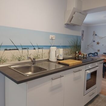 Küche mit Induktionsherd und Geschirrspüler