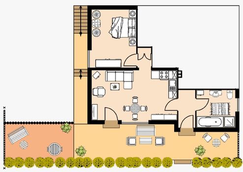 Grundriss der Ferienwohnung Rosengarten 