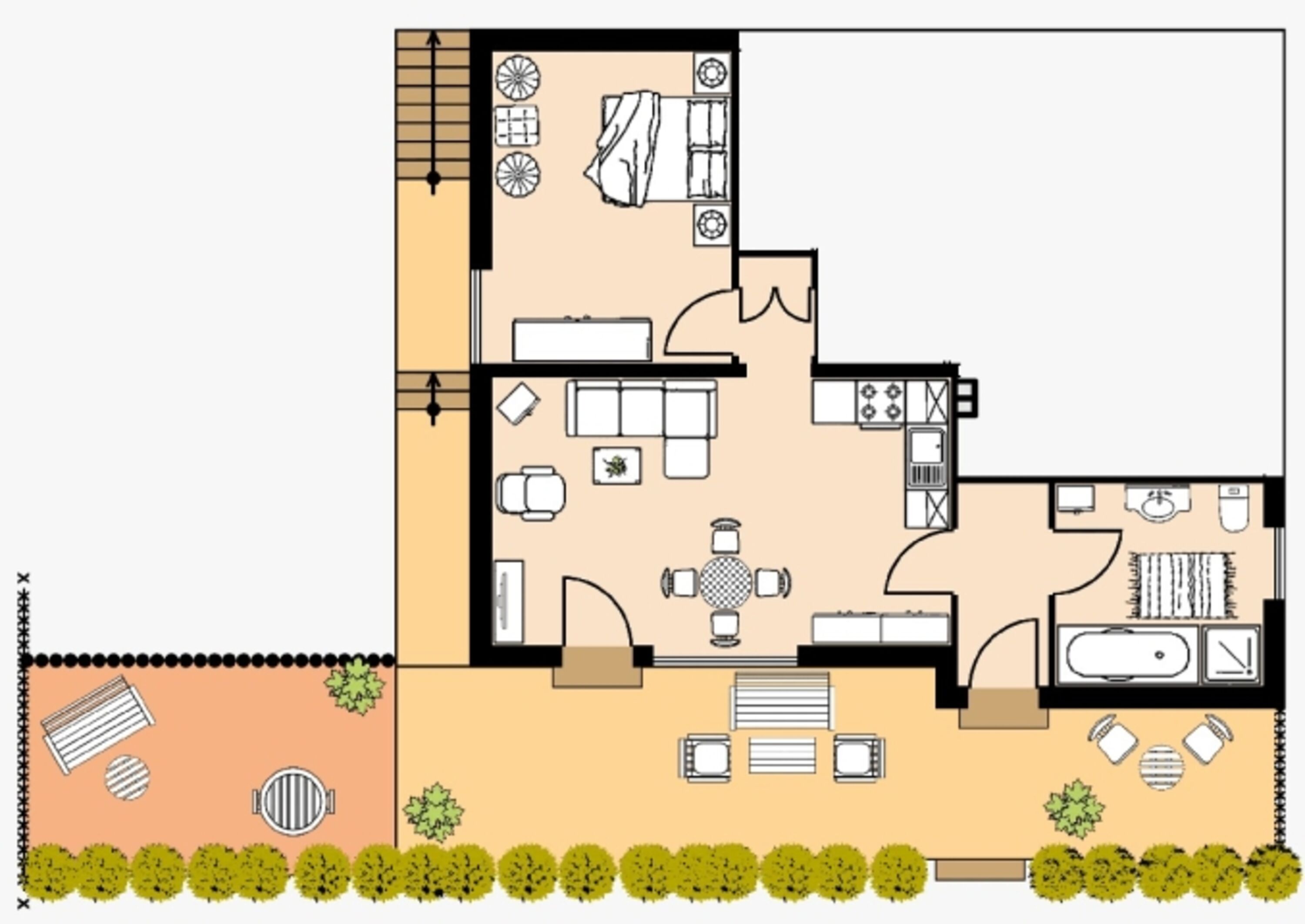 Grundriss der Ferienwohnung Rosengarten