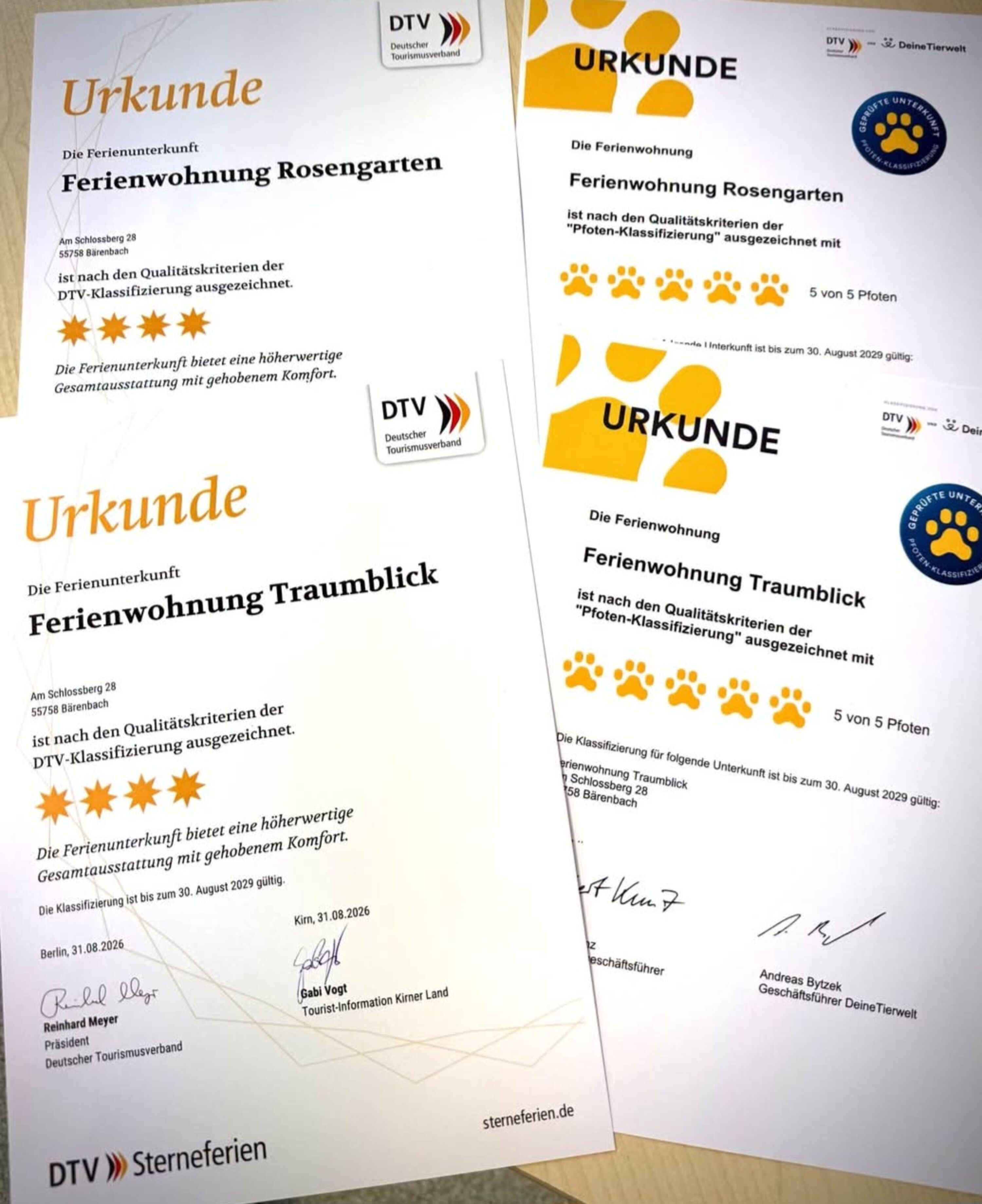 DTV 4 Sterne Klassifizierung & 5 Pfoten-Klassifizierung