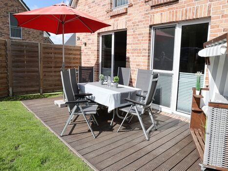 Blick auf die Terrasse vom Ferienhaus Joe