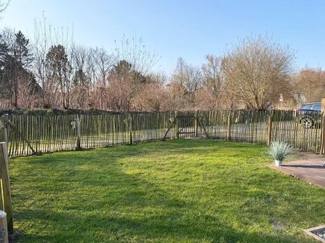 Blick in den eingezäunten Garten