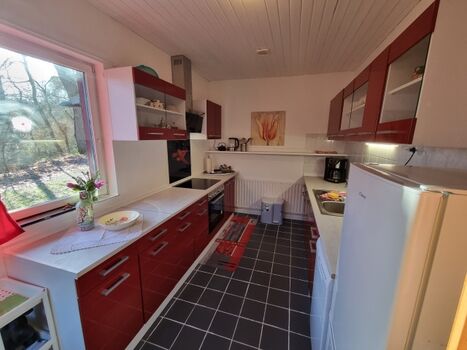 Blick in die Küche mit Zugang zur hinteren Terrasse