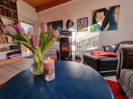 Blick auf den Kaminofen