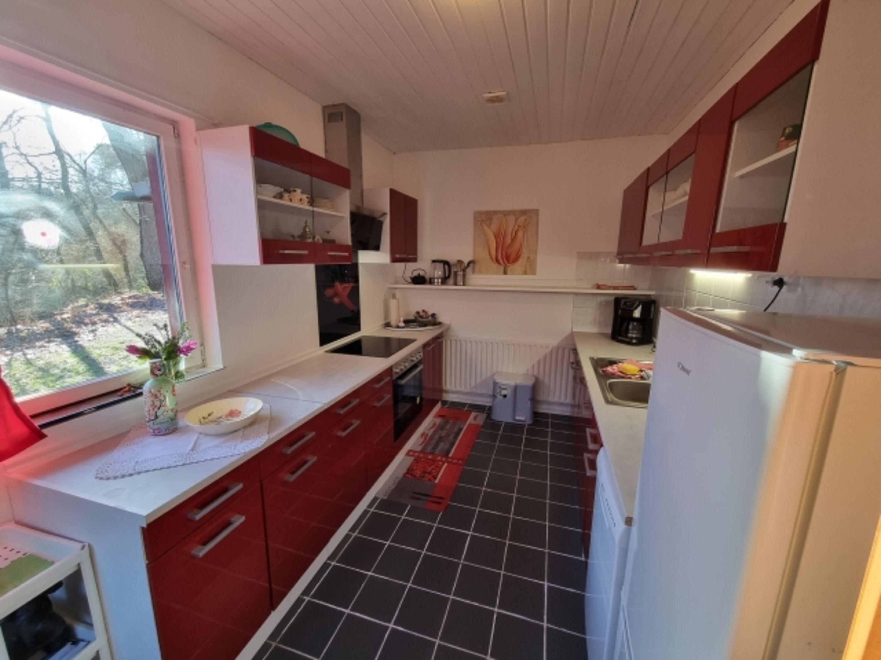 Blick in die Küche mit Zugang zur hinteren Terrasse