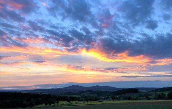 Blick vom Ferienhaus zur Kösseine