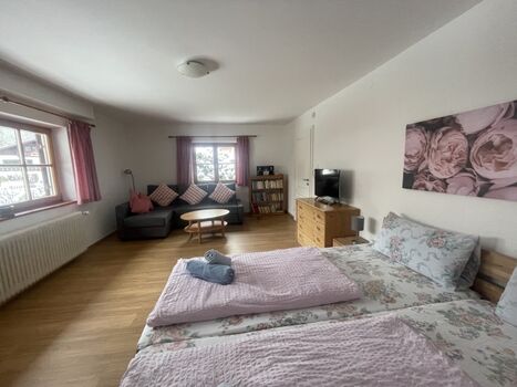 Schlafzimmer 1 mit Schlafsofa im Erdgeschoß