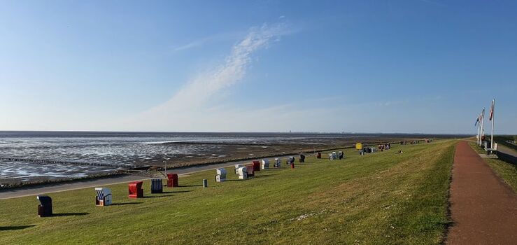 Der grüne Badestrand in Friedrichskoog-Spitze, nur 7 km entfernt