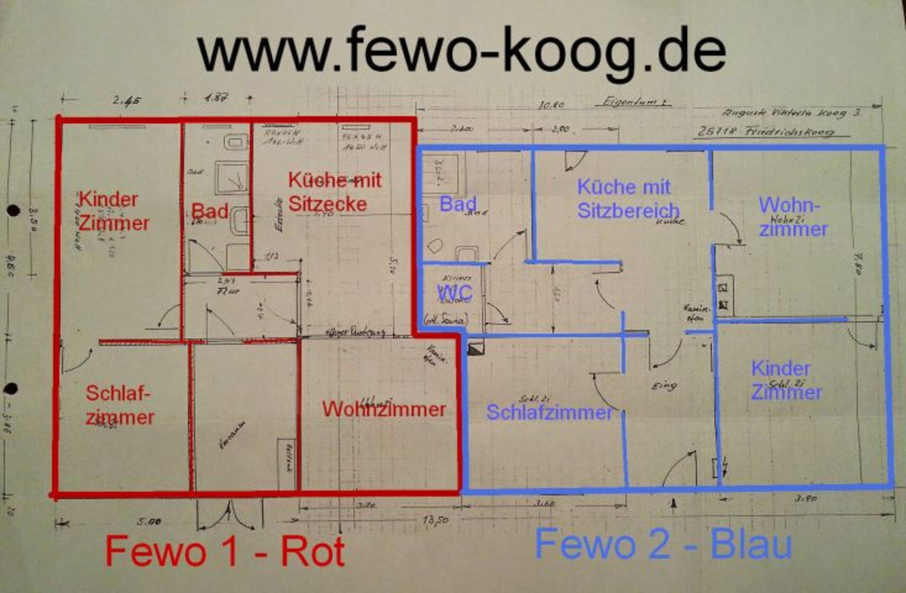 Grundriss Wohnung blau (rechts) 