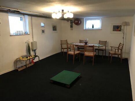 Seminarraum/Indoortraining.Wir bieten 1. Hilfe am Hund, Hilfe bei allg. Erziehungsfragen, Einführung in Fährten/Schweißarbeit  sowie Apportierarbeiten an