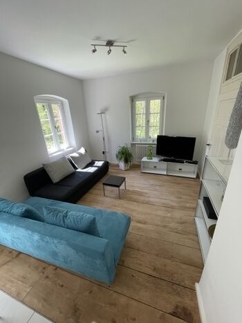 Wohnzimmer mit 2 bequemen Sofas inkl. Schlaffunktion