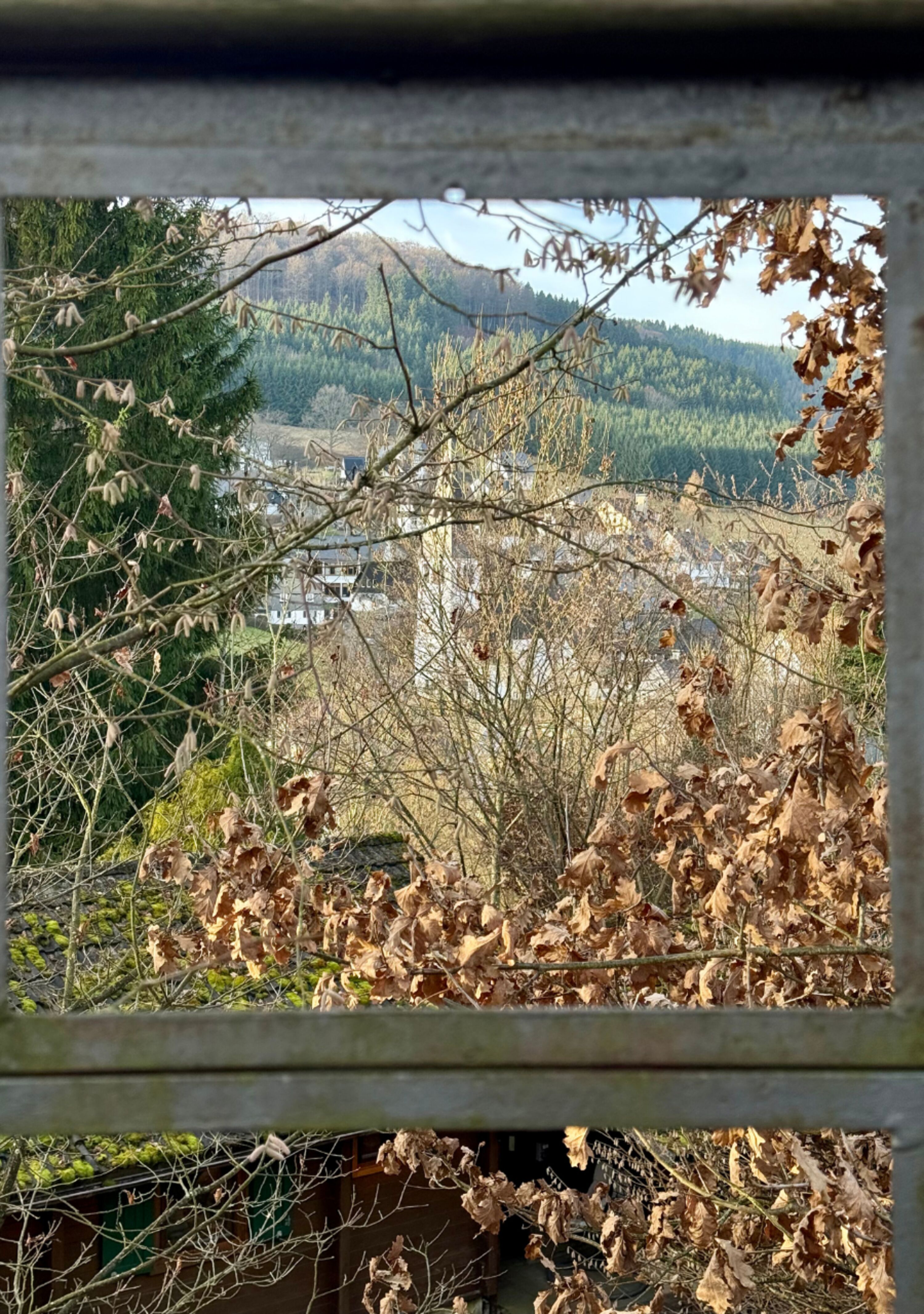 Blick vom Grundstück Richtung Dorfmitte