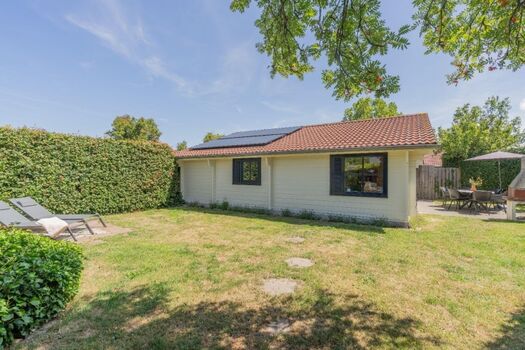 Der sonnige, eingezäunte Garten