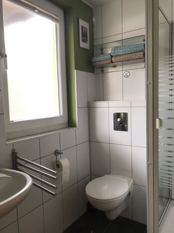 Duschbad mit großem Fenster