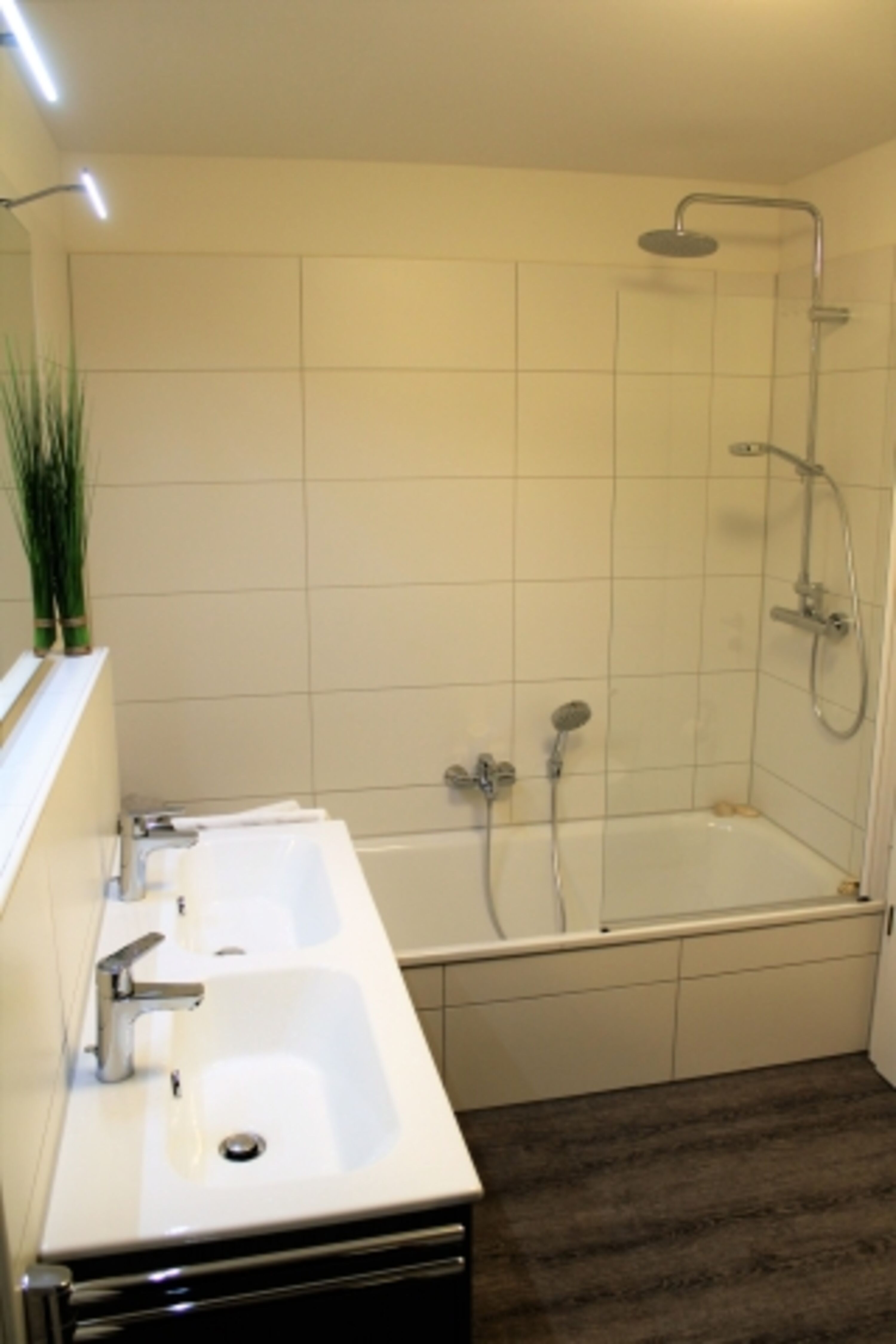 Vollbad mit einer zusätlichen Duschmöglichkeit in der Wanne