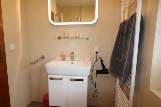 Waschbecken und Handtuchheizkörper