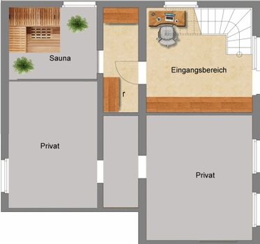 Grundriss Untergeschoss mit Zugang zum Garten