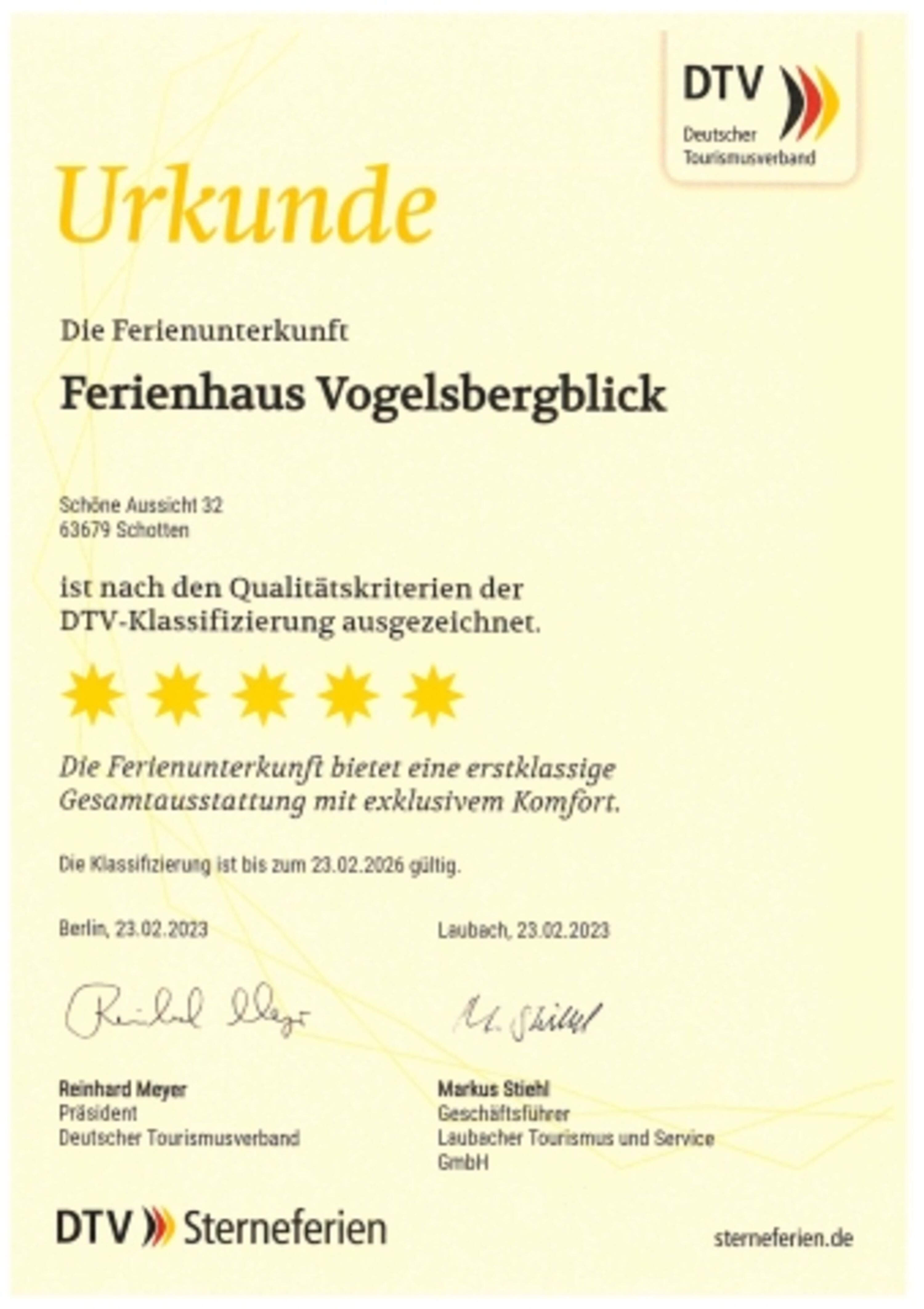 5 Sterne Klassifizierung DTV