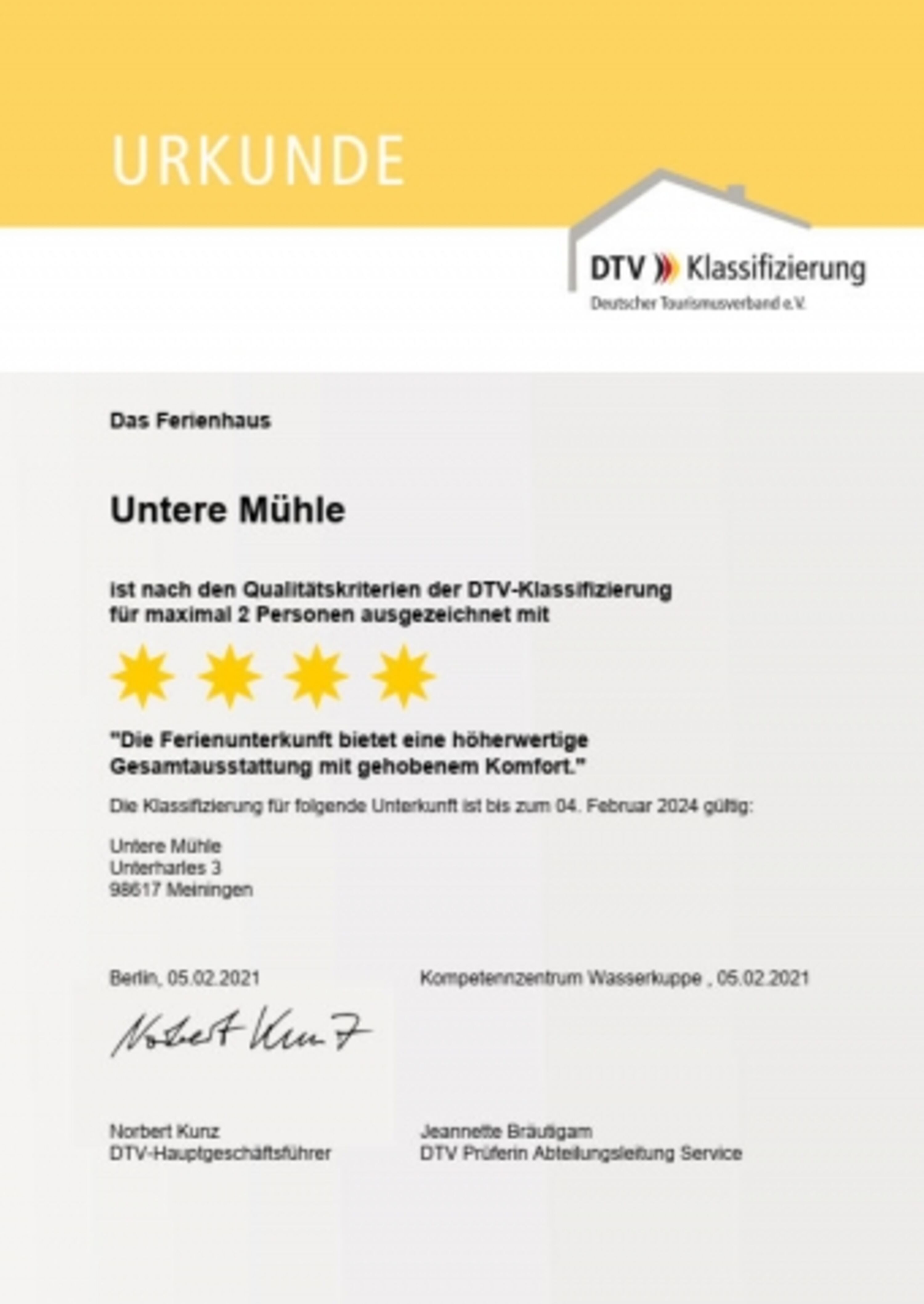 4 Sterne Klassifizierung