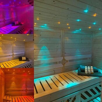 Sauna mit Sternenhimmel in vielen Farben wählbar