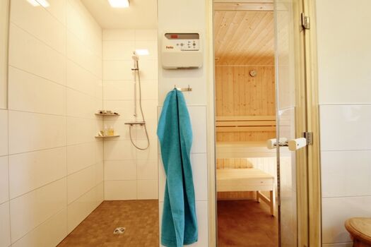 Sauna und Dusche im Badezimmer