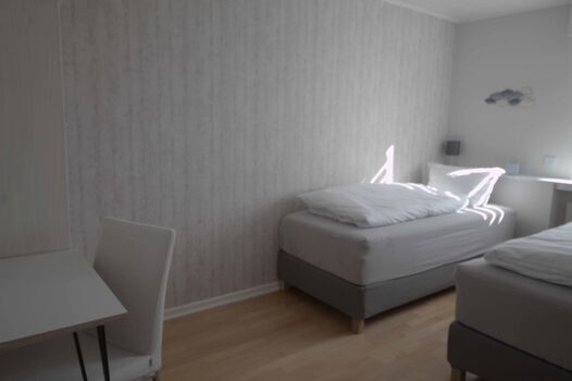 Die Betten können auch zusammen geschoben werden