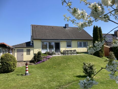 Blick vom Garten auf das Haus