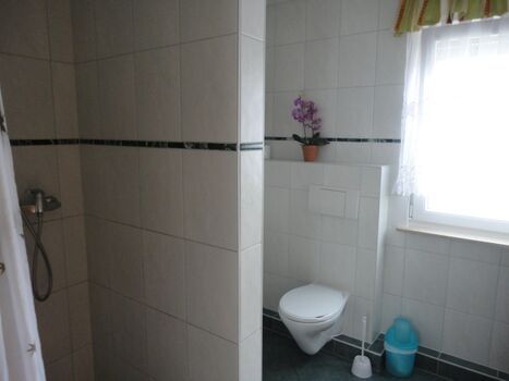 Badezimmer mit Dusche und WC