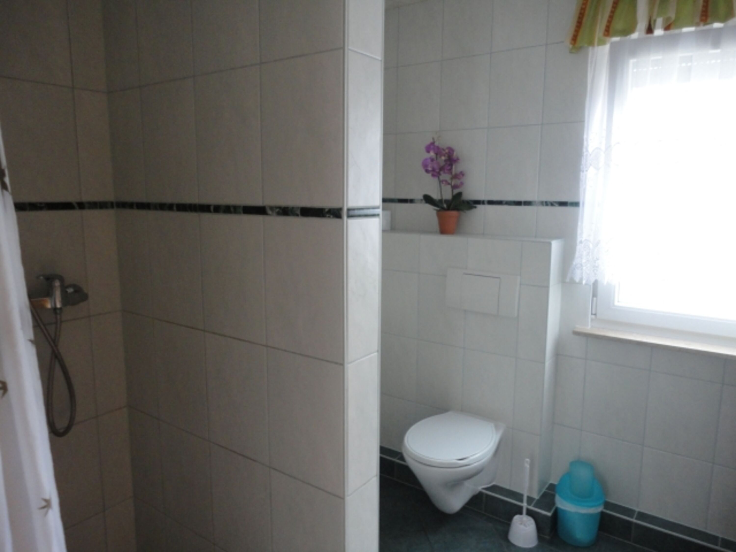 Badezimmer mit Dusche und WC
