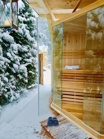 Externe Sauna im Winter