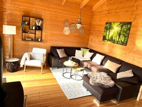 großes, helles Wohnzimmer mit natürlichem, gesundem Raumklima