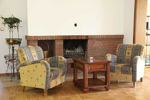 Das Esszimer mit Kamin