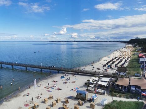 Strandabschnitt von oben im Zentrum Scharbeutz