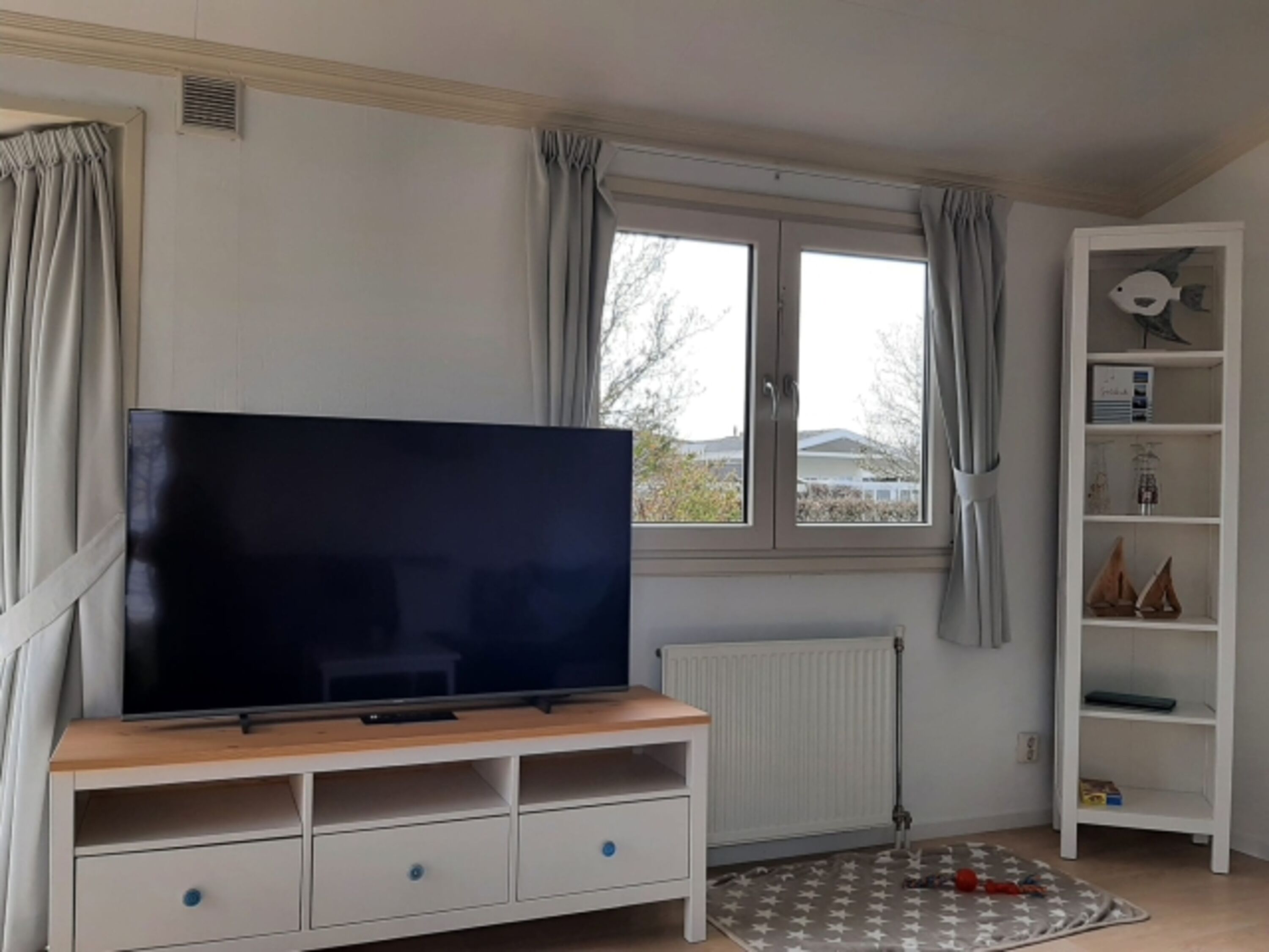 Großer Fernseher mit Netflix und Hundeplatz