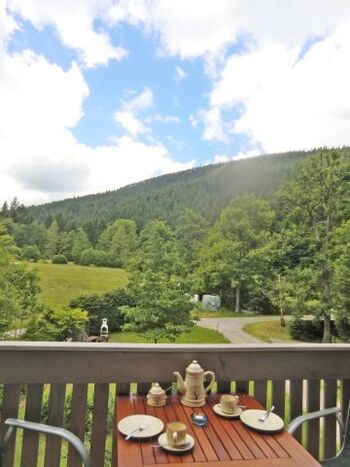 Traumhafter Blick vom Balkon in den Nationalpark - so beginnt Ihr Urlaubstag!