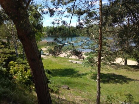 Blick von der Liegewiese zum Strand