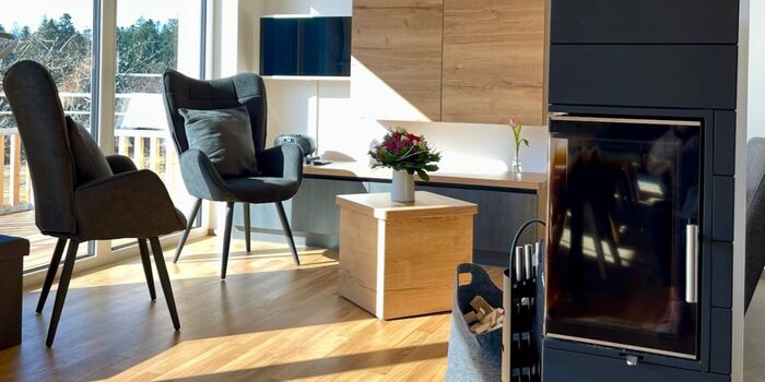 Das gemütliche Wohnzimmer mit Schwedenofen