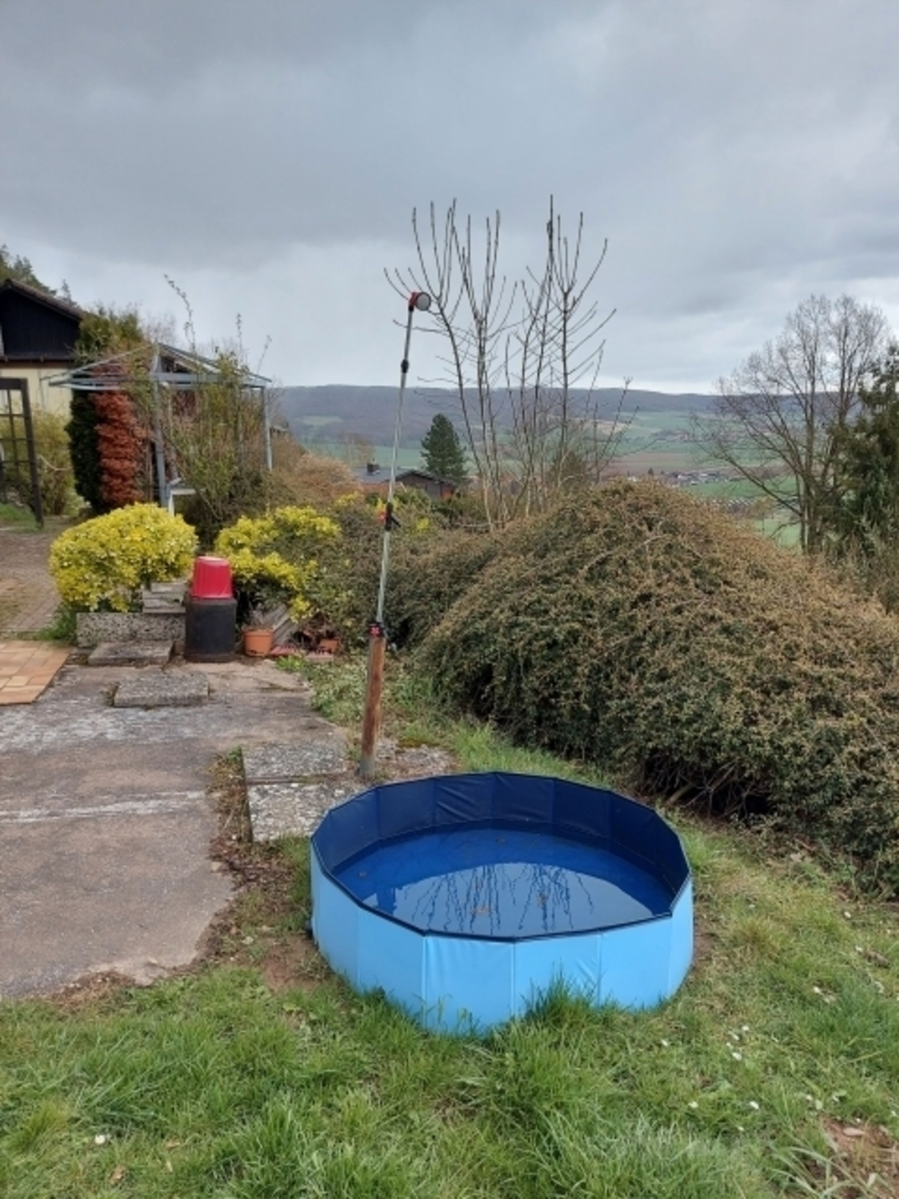 Hundedusche im Sommer