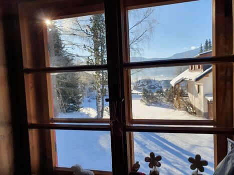 Blick aus der Küche im Winter