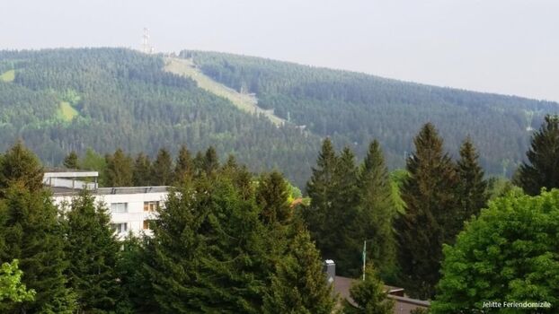 Blick vom Balkon zum Bocksberg