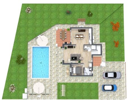 Grundriss Erdgeschoss mit Garten